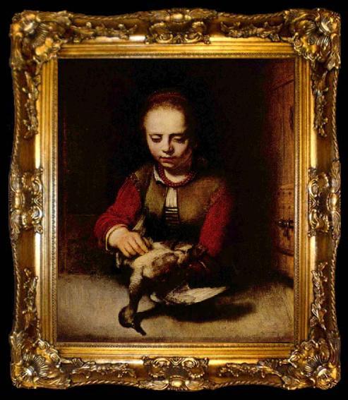 framed  FABRITIUS, Carel Young Girl Plucking a Duck, ta009-2